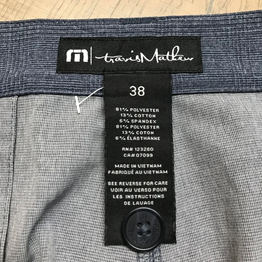 Travis Mathew Shorts Mens Size‎ 38 Blue Performance Golf Chino Preppy Stretch 9